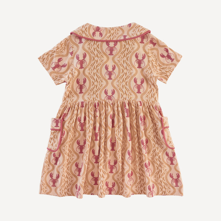short sleeve peter pan apron dress | peach lobster baroque | bamboo