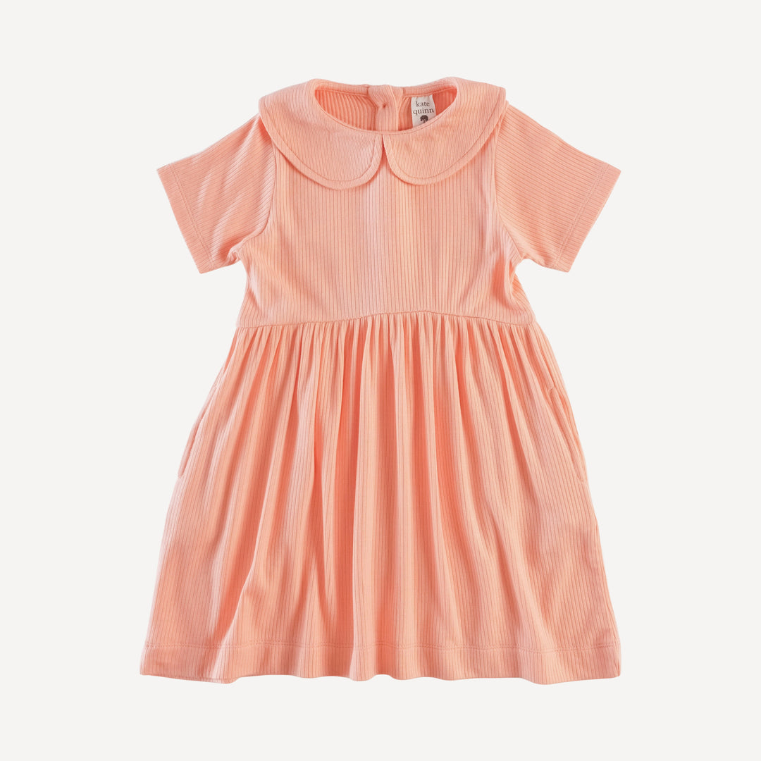 short sleeve peter pan dress | peach quartz | modal skinny rib