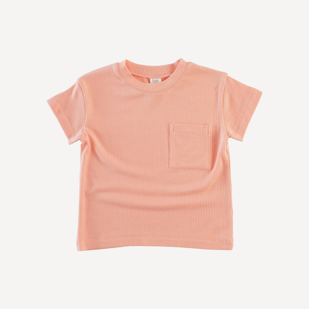 short sleeve relaxed classic pocket tee | peach quartz | modal skinny rib