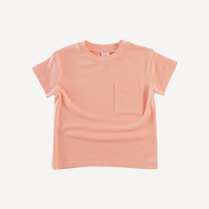 short sleeve relaxed classic pocket tee | peach quartz | modal skinny rib