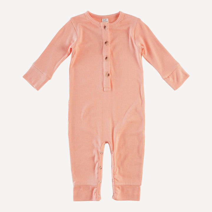 long sleeve sport union suit | peach quartz | modal skinny rib