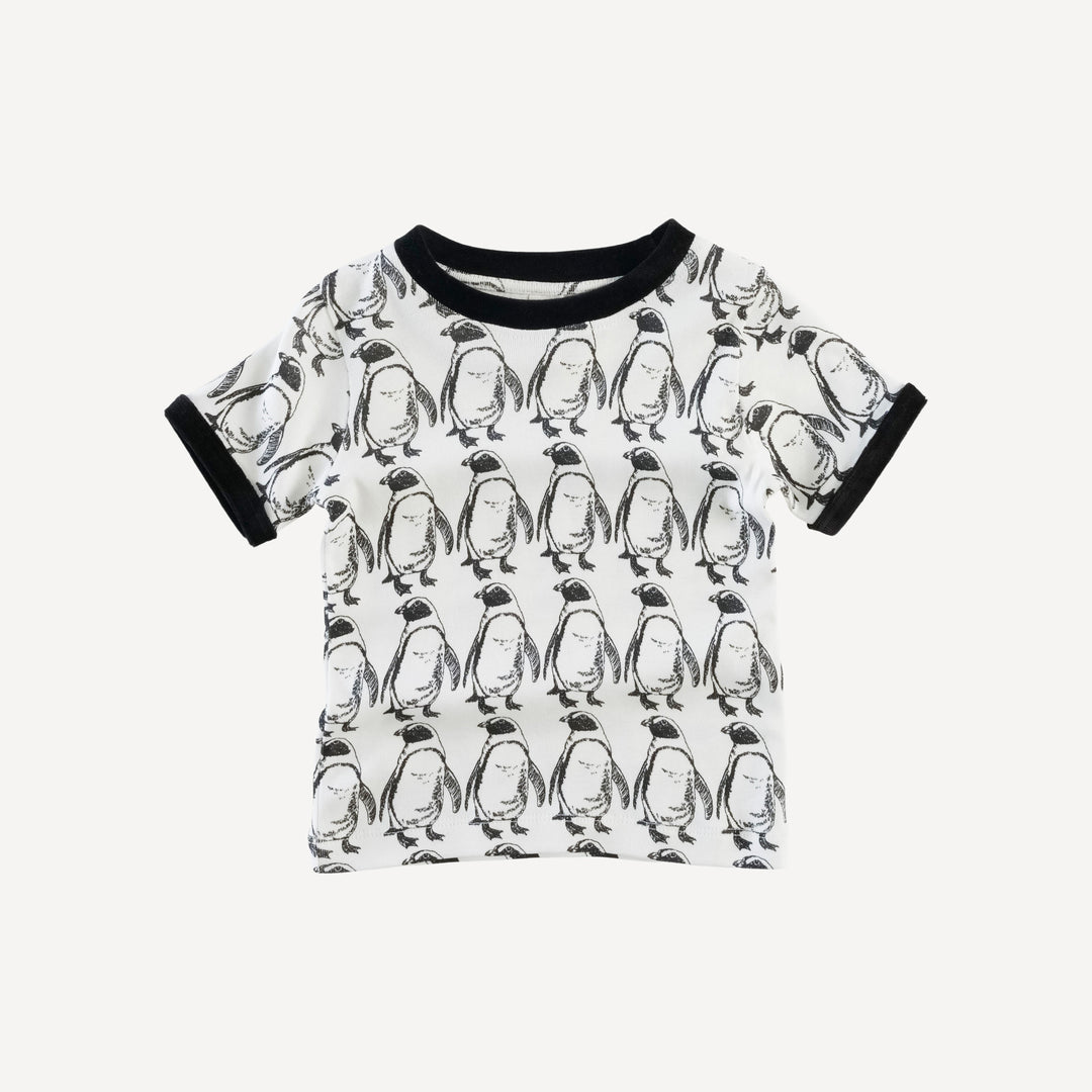 short sleeve ringer tee | penguin | organic cotton single rib