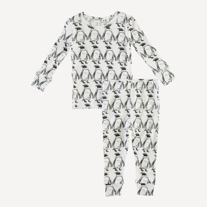 long sleeve crew neck pj set | penguin | organic cotton single rib