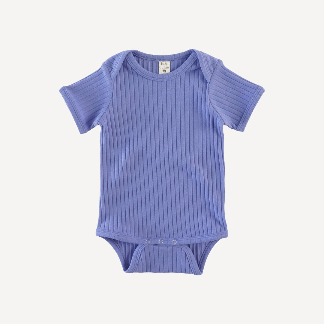 short sleeve lap neck bodysuit | periwinkle | organic cotton wide rib