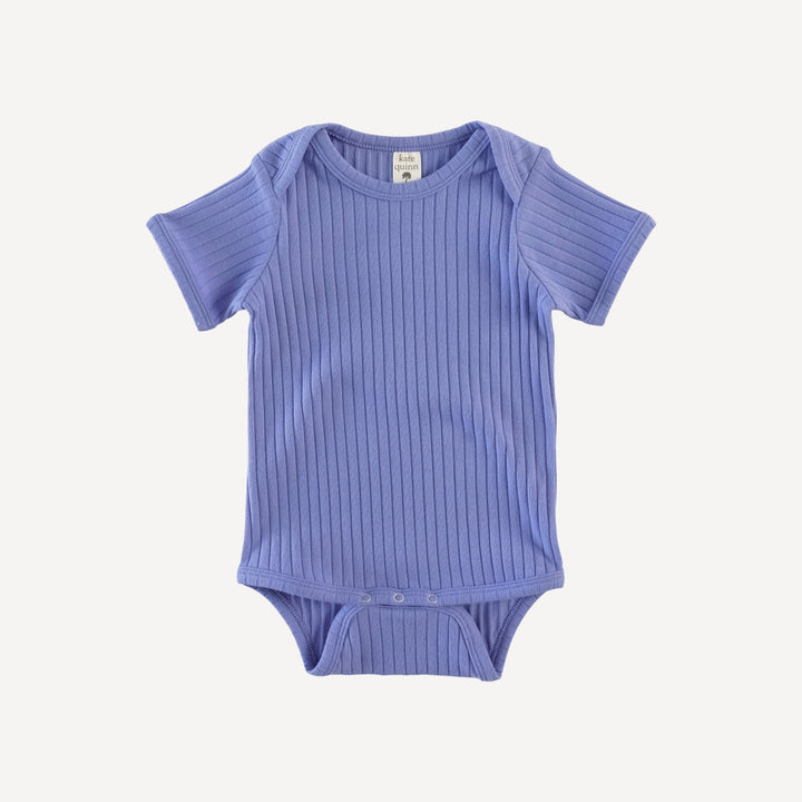 short sleeve lap neck bodysuit | periwinkle | organic cotton wide rib