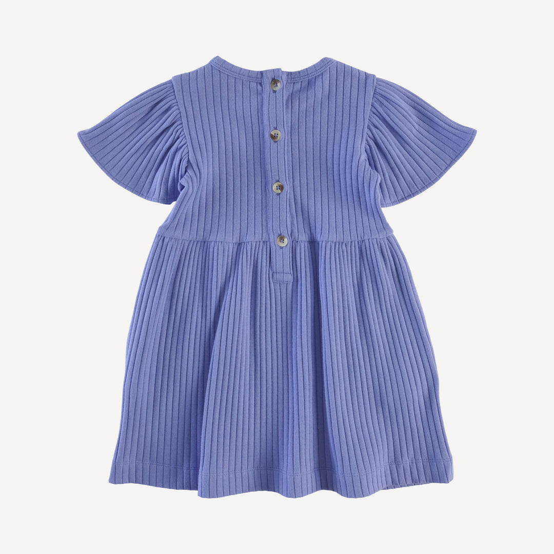 flutter sleeve dress | periwinkle | organic cotton wide rib