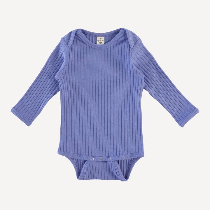 long sleeve lap neck bodysuit | periwinkle | organic cotton wide rib