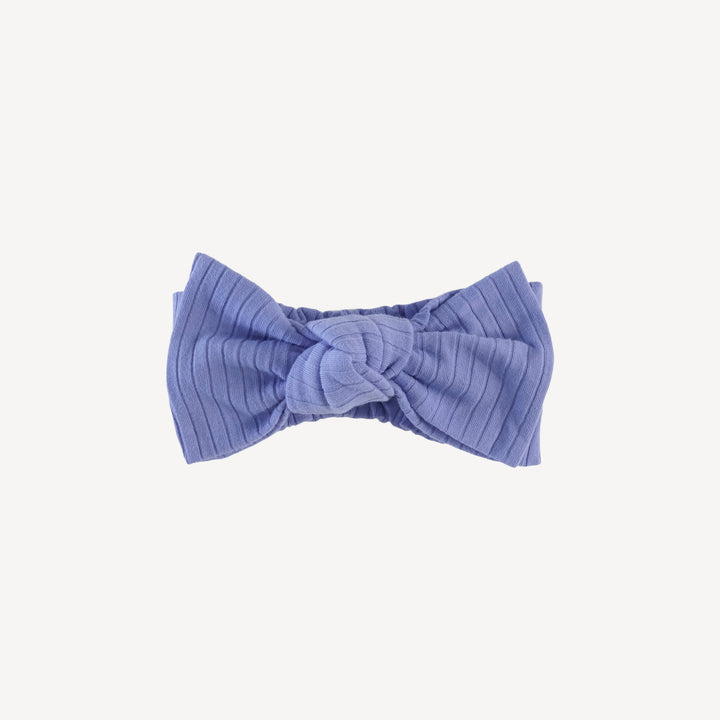 large bow elastic headband | periwinkle | organic cotton wide rib