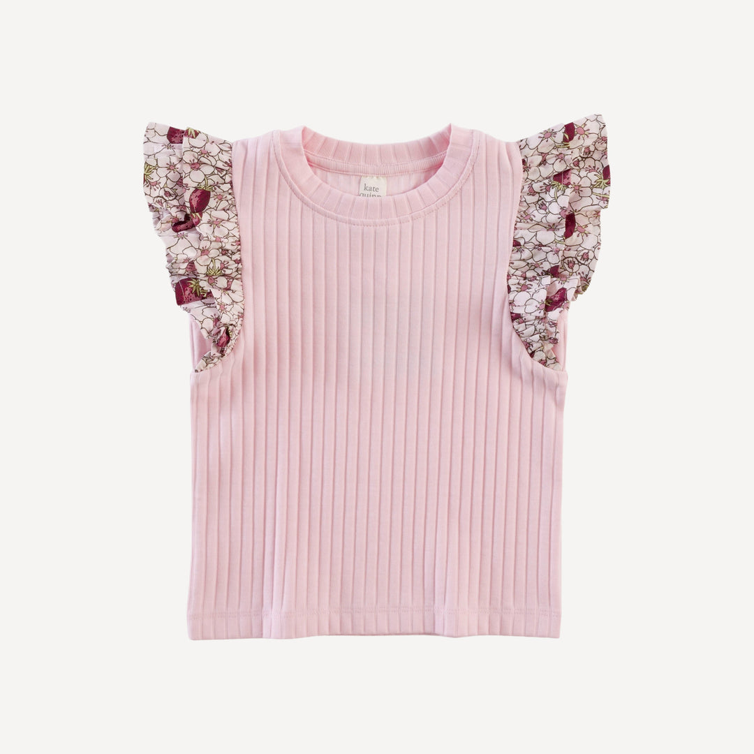 sleeveless double ruffle top | petal | classic rib