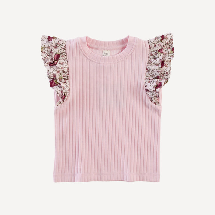 sleeveless double ruffle top | petal | classic rib