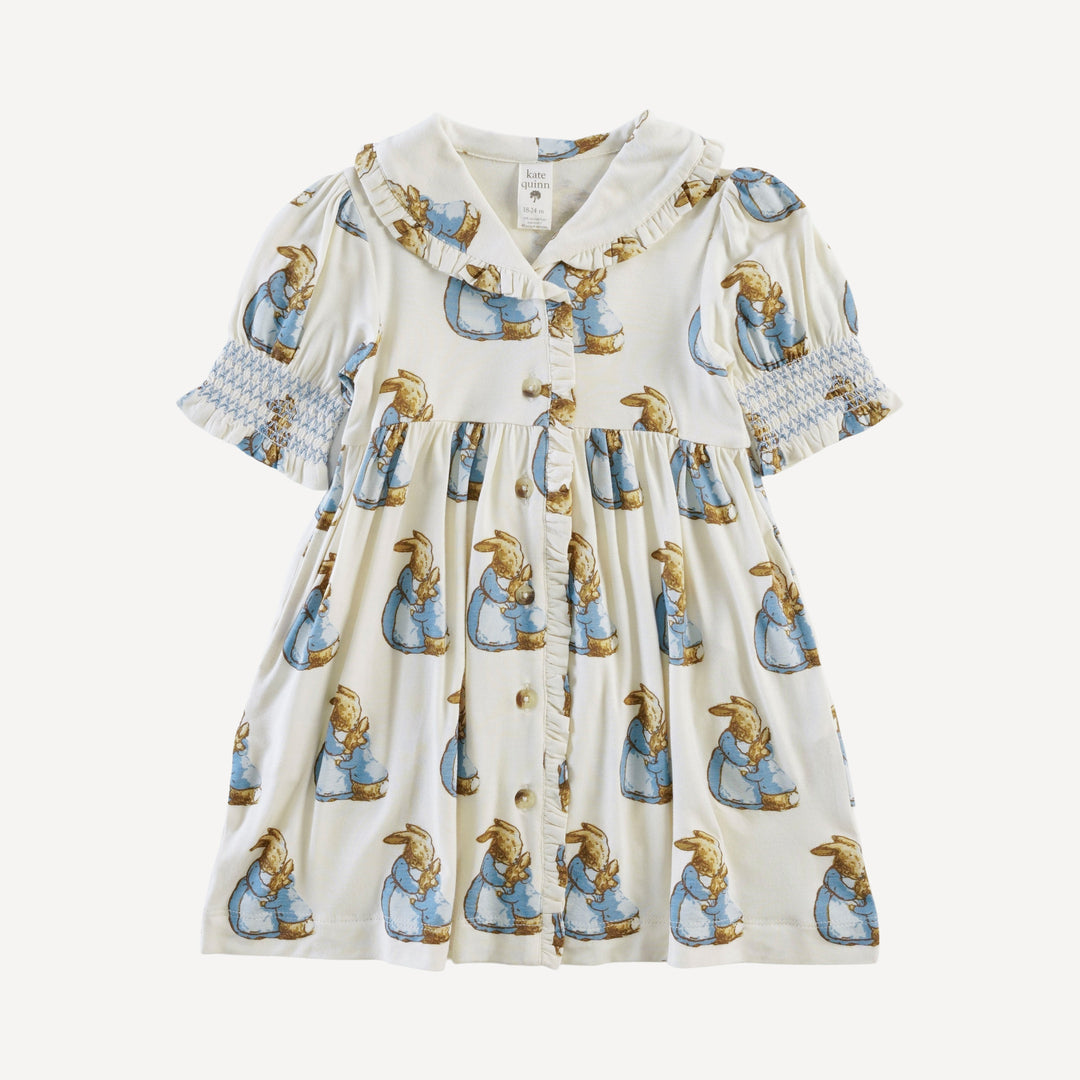 half sleeve ruffle shawl collar babydoll dress | peter rabbit & mom | bamboo