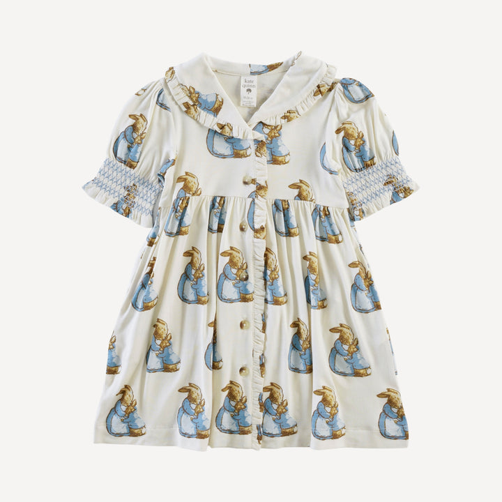 half sleeve ruffle shawl collar babydoll dress | peter rabbit & mom | bamboo