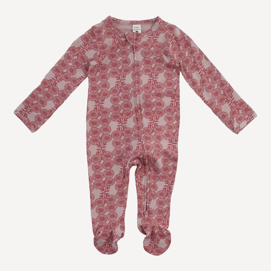 long sleeve two way zipper footie | petunia | bamboo