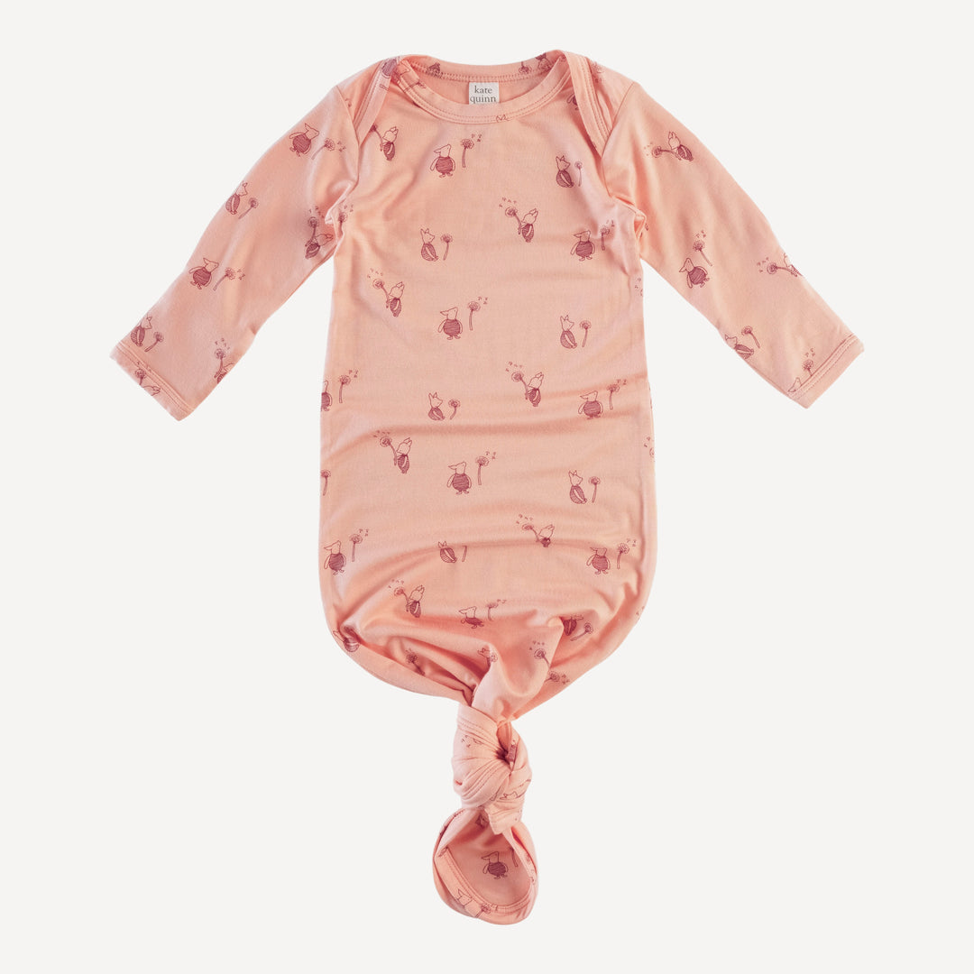 long sleeve lap neck knotted gown | piglet | bamboo