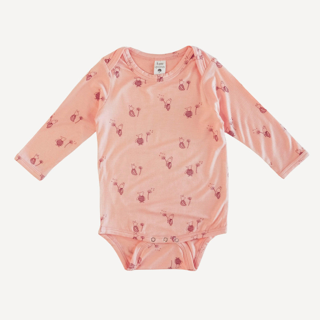 long sleeve lap neck bodysuit | piglet | bamboo