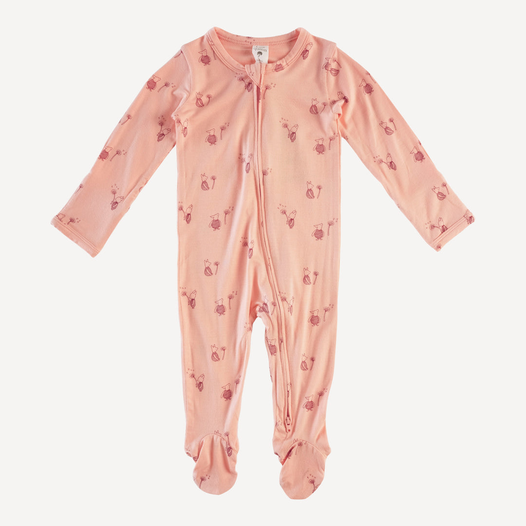 long sleeve zipper footie | piglet | bamboo