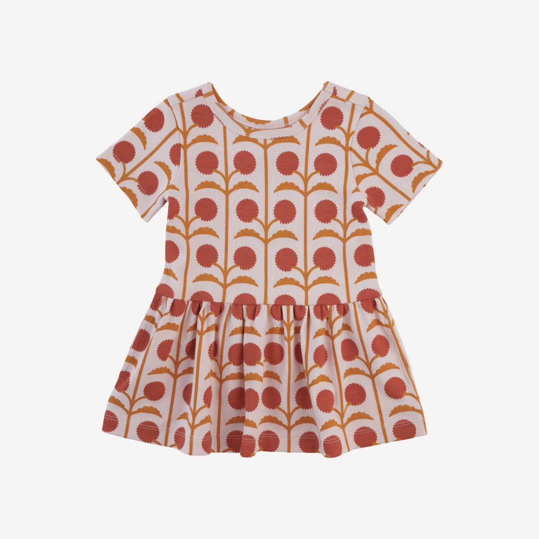 hazel twirl top | pink dandelion puff | organic cotton interlock