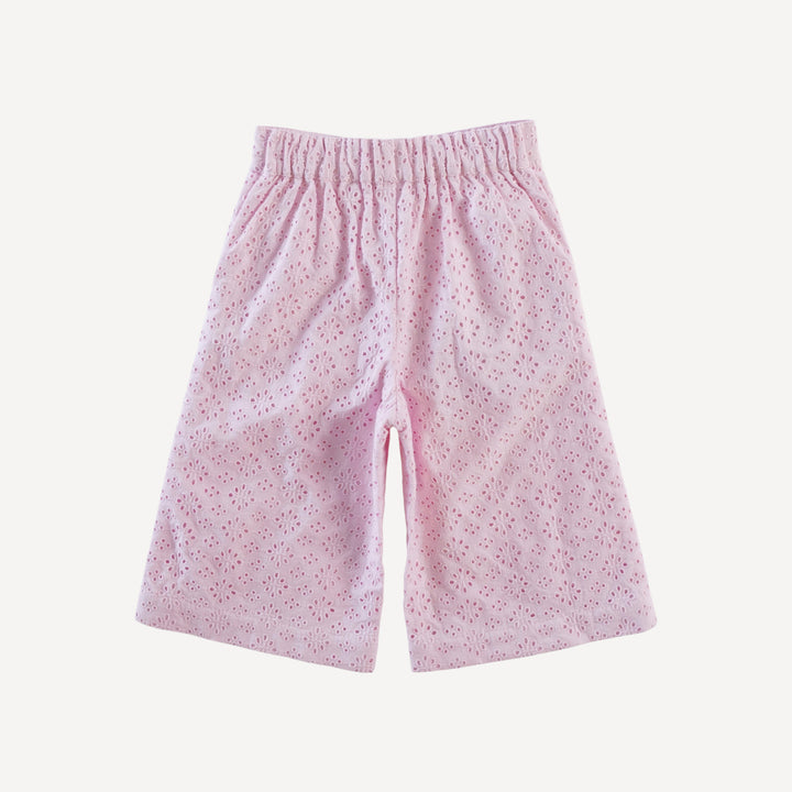 piped sailor pant | pink | organic cotton woven eyelet