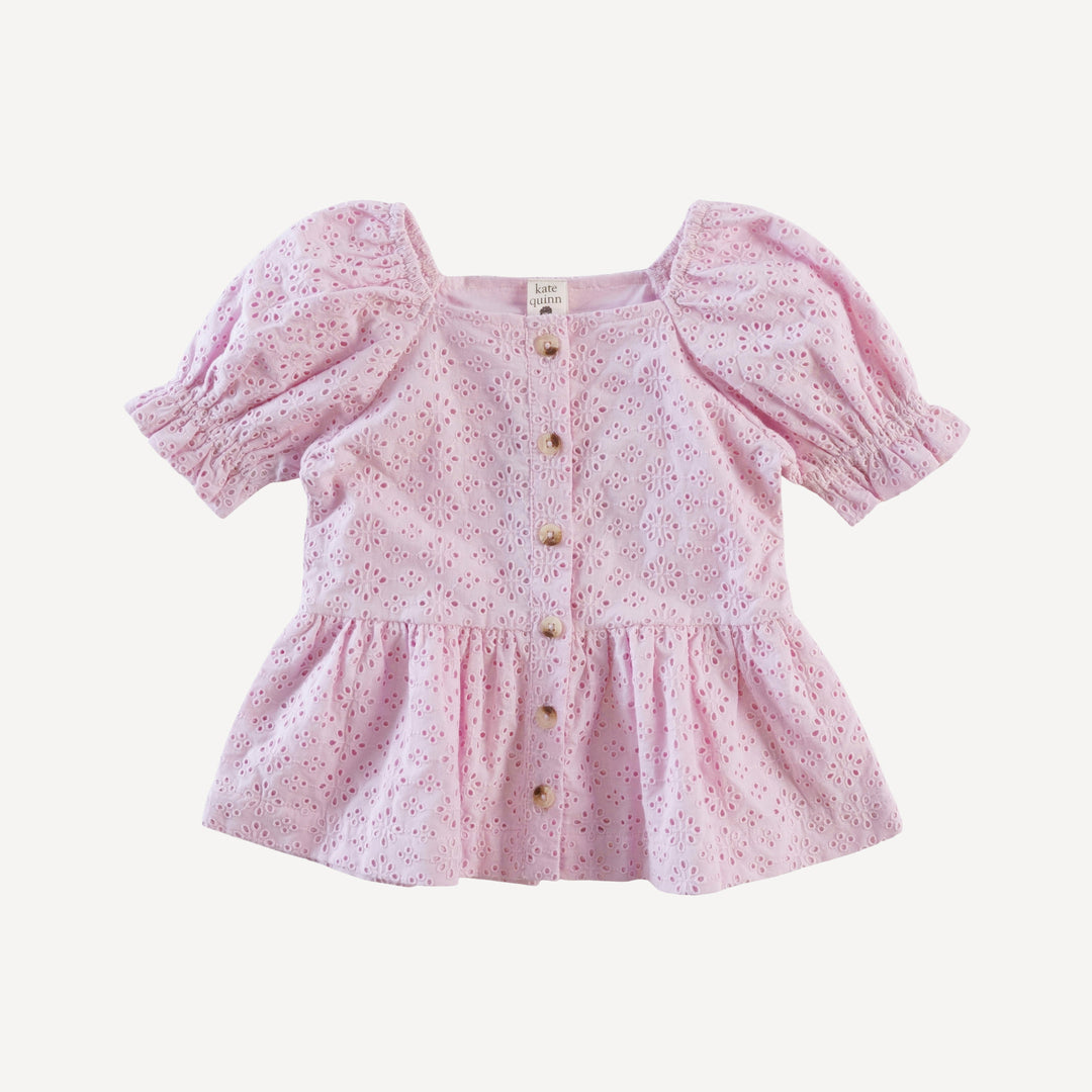 100 acre wood top | pink | organic cotton woven eyelet