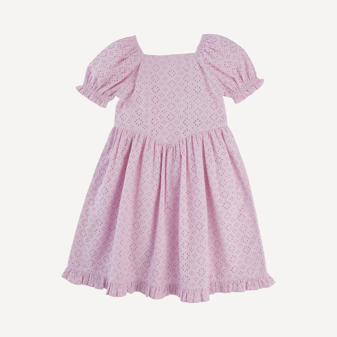 puff sleeve v-waist princess dress | pink | organic cotton woven eyelet