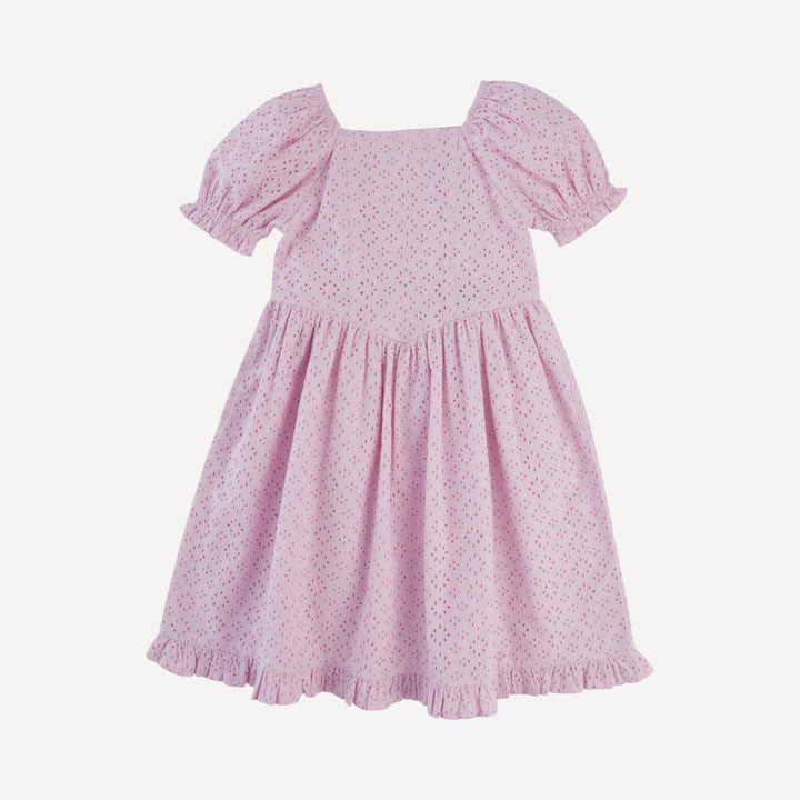 puff sleeve v-waist princess dress | pink | organic cotton woven eyelet