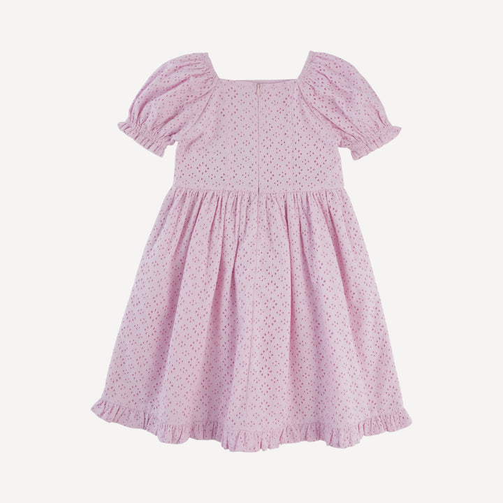 puff sleeve v-waist princess dress | pink | organic cotton woven eyelet