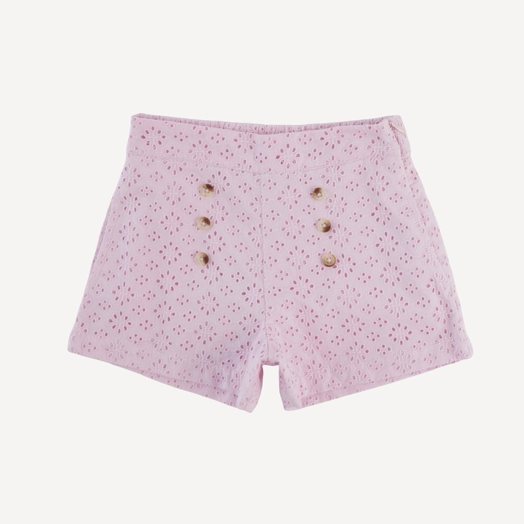 100 acre wood short | pink | organic cotton woven eyelet