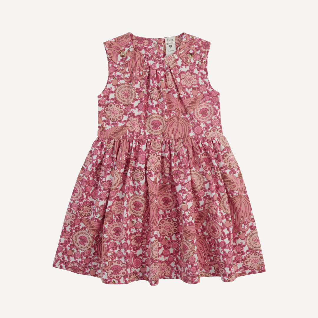 button tab dress | pink firebird | organic cotton jersey