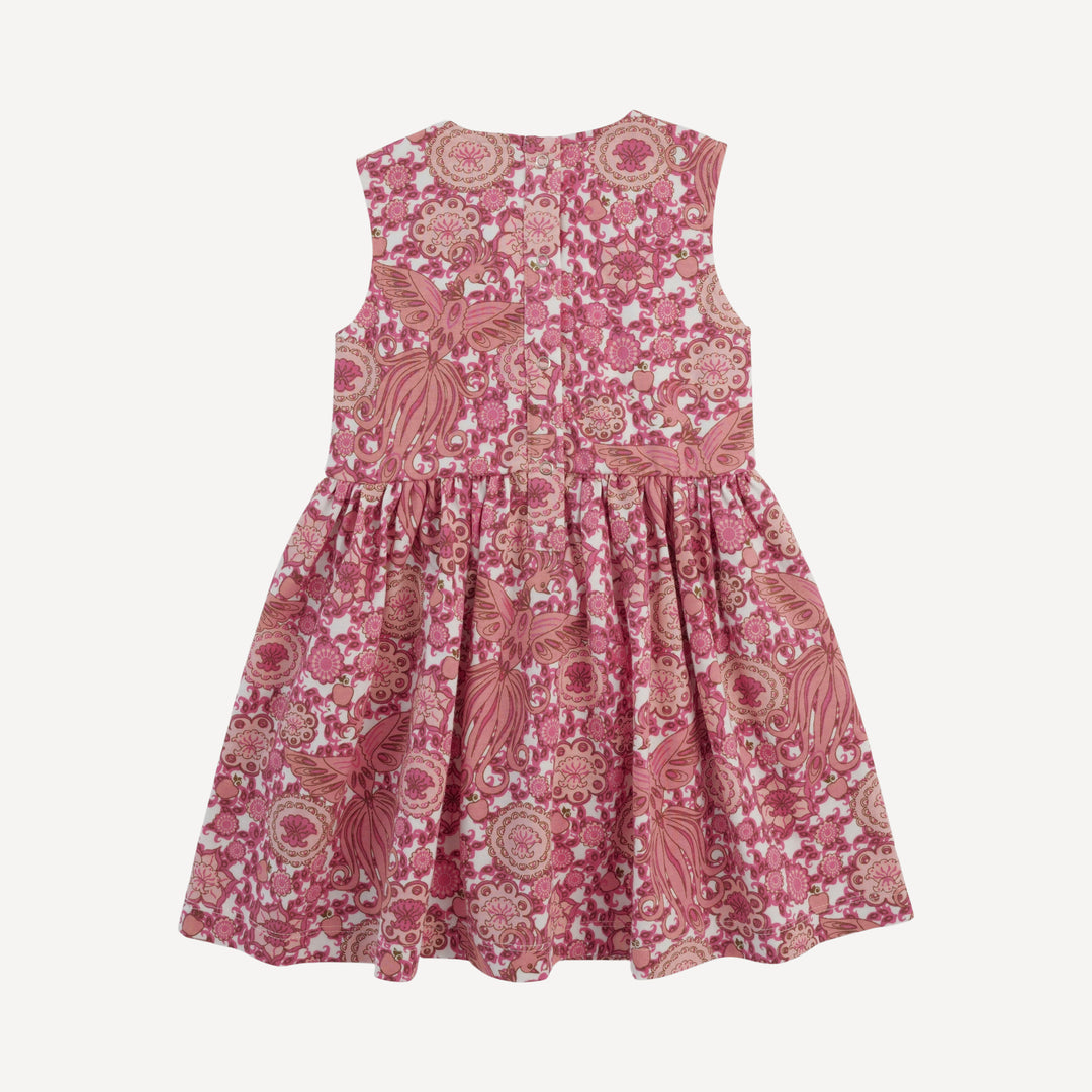 button tab dress | pink firebird | organic cotton jersey