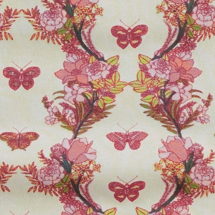 short sleeve essential boxy tee | pink floral butterfly | organic cotton interlock