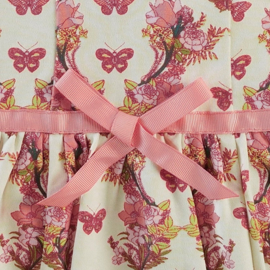 spaghetti bow bubble | pink floral butterfly | organic cotton interlock
