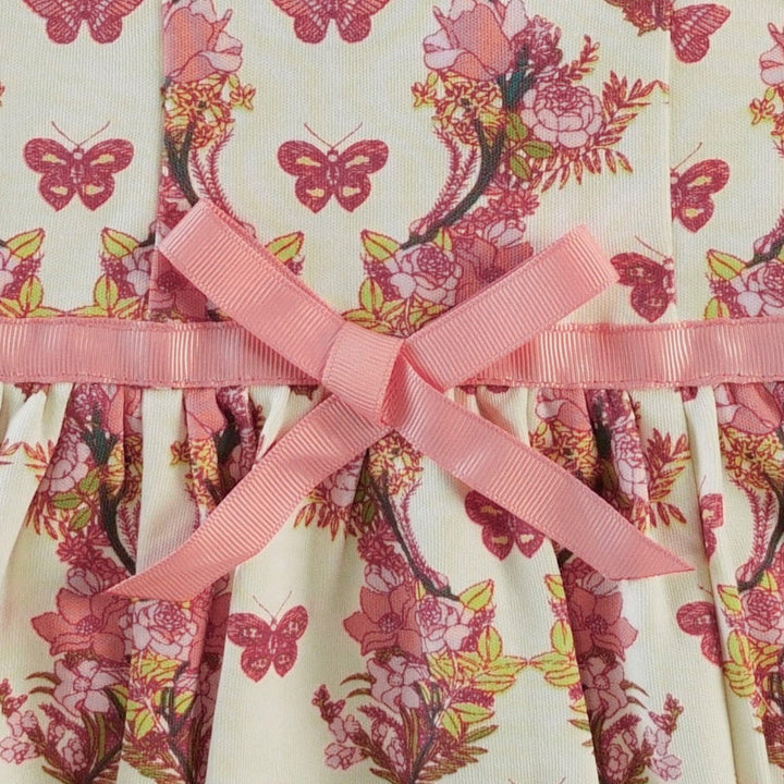 spaghetti bow bubble | pink floral butterfly | organic cotton interlock