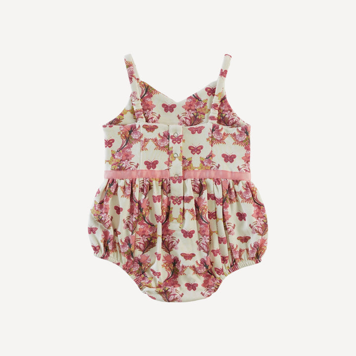 spaghetti bow bubble | pink floral butterfly | organic cotton interlock