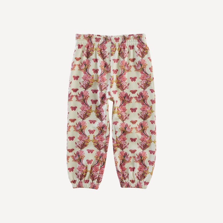 long sleeve relaxed jogger set | pink floral butterfly | organic cotton interlock