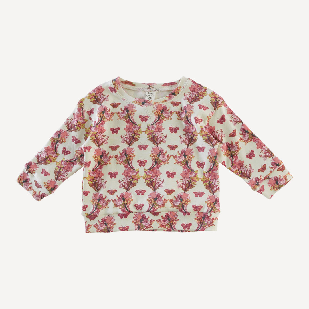 long sleeve relaxed jogger set | pink floral butterfly | organic cotton interlock
