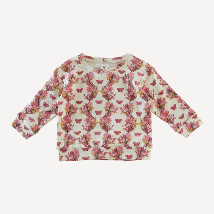 long sleeve relaxed jogger set | pink floral butterfly | organic cotton interlock