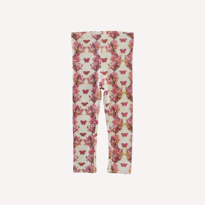 classic skinny legging | pink floral butterfly | organic cotton interlock
