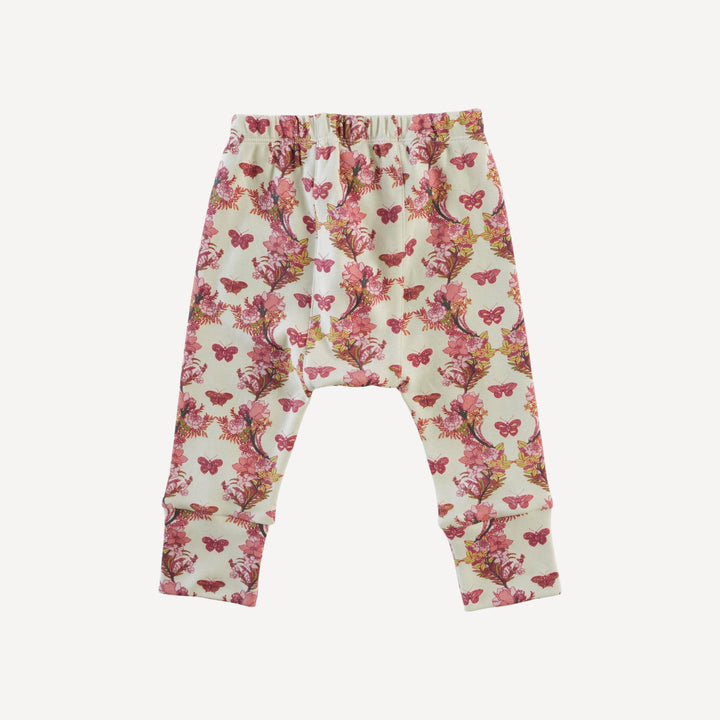 classic panda pant | pink floral butterfly | organic cotton interlock