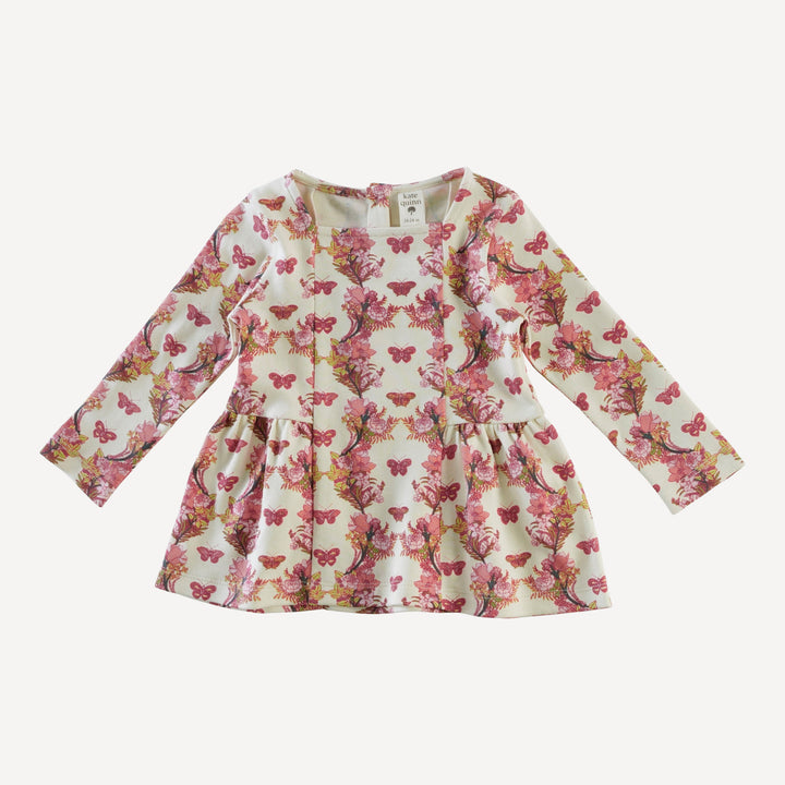 long sleeve ballerina top + legging set | pink floral butterfly | organic cotton interlock