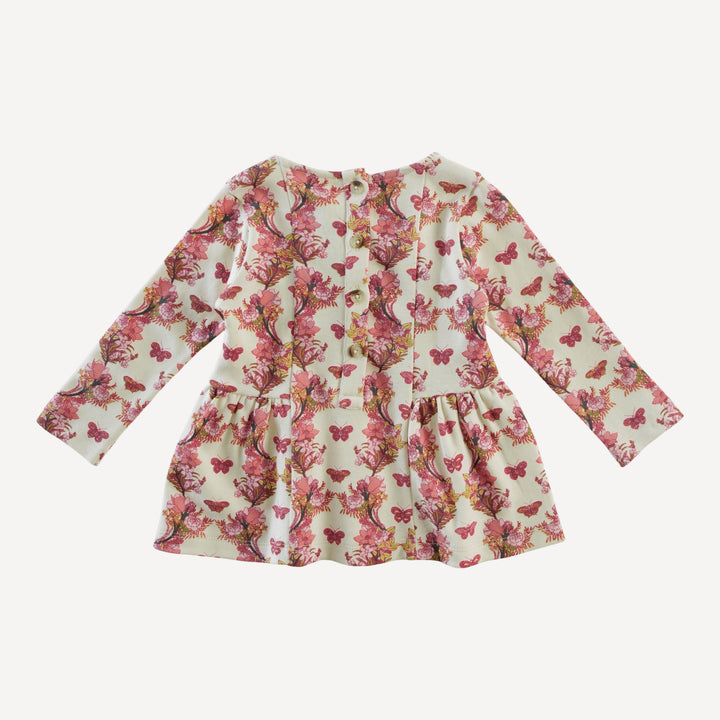 long sleeve ballerina top + legging set | pink floral butterfly | organic cotton interlock