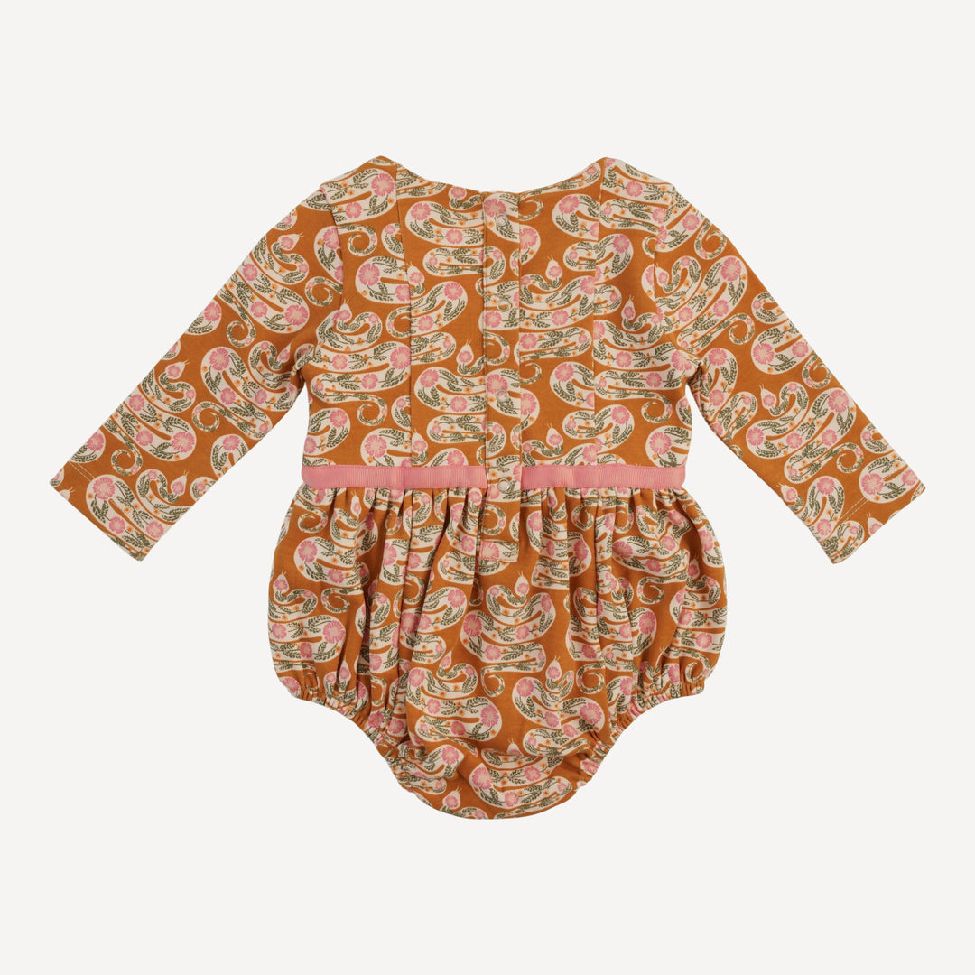long sleeve skinny bow bubble | pink floral snake | organic cotton interlock