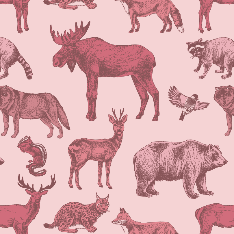 PREORDER long sleeve ruffle button top | pink forest animals | organic cotton interlock