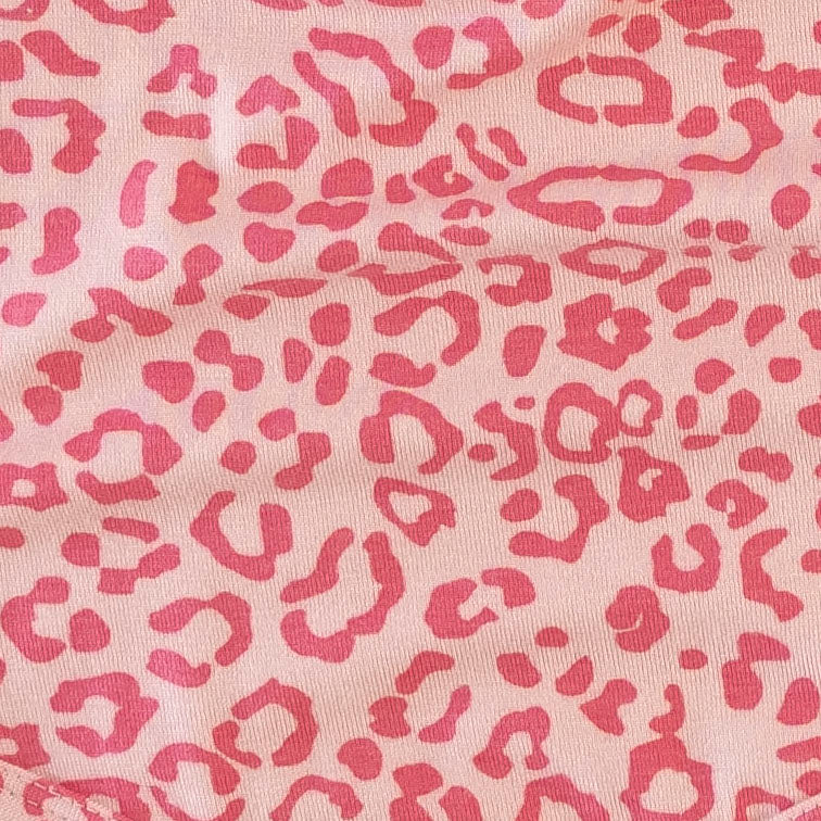 short puff sleeve scoop neck bodysuit | pink leopard print | bamboo