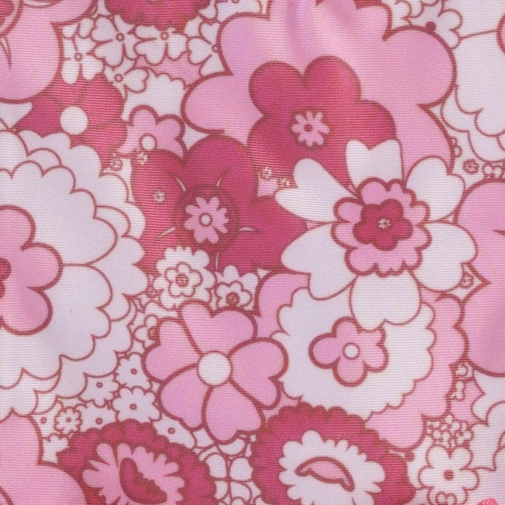 womens ruched one-piece swimsuit | pink mid-century floral | swim