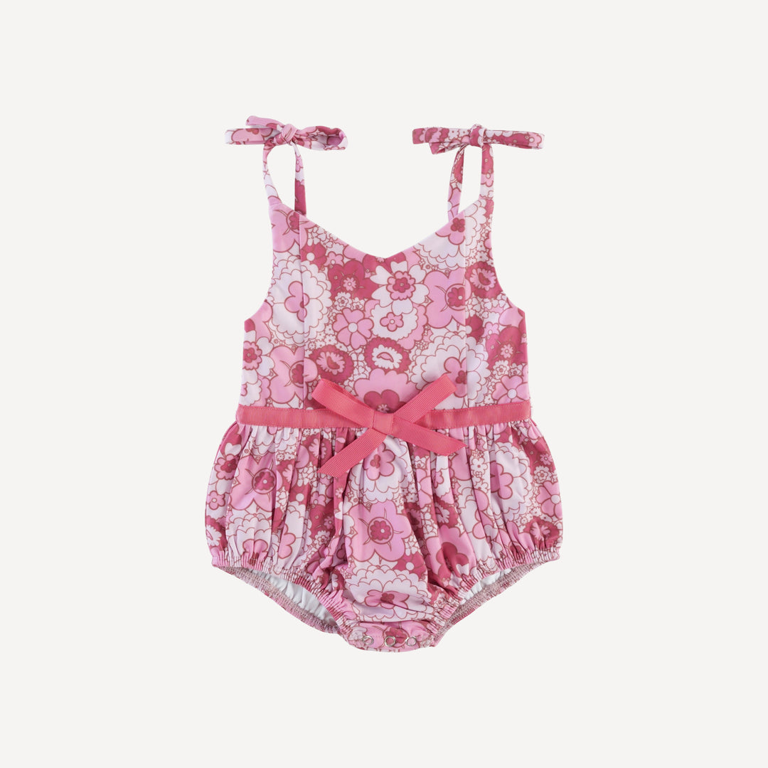 spaghetti tie bow bubble swimsuit | pink mid-century floral | swim