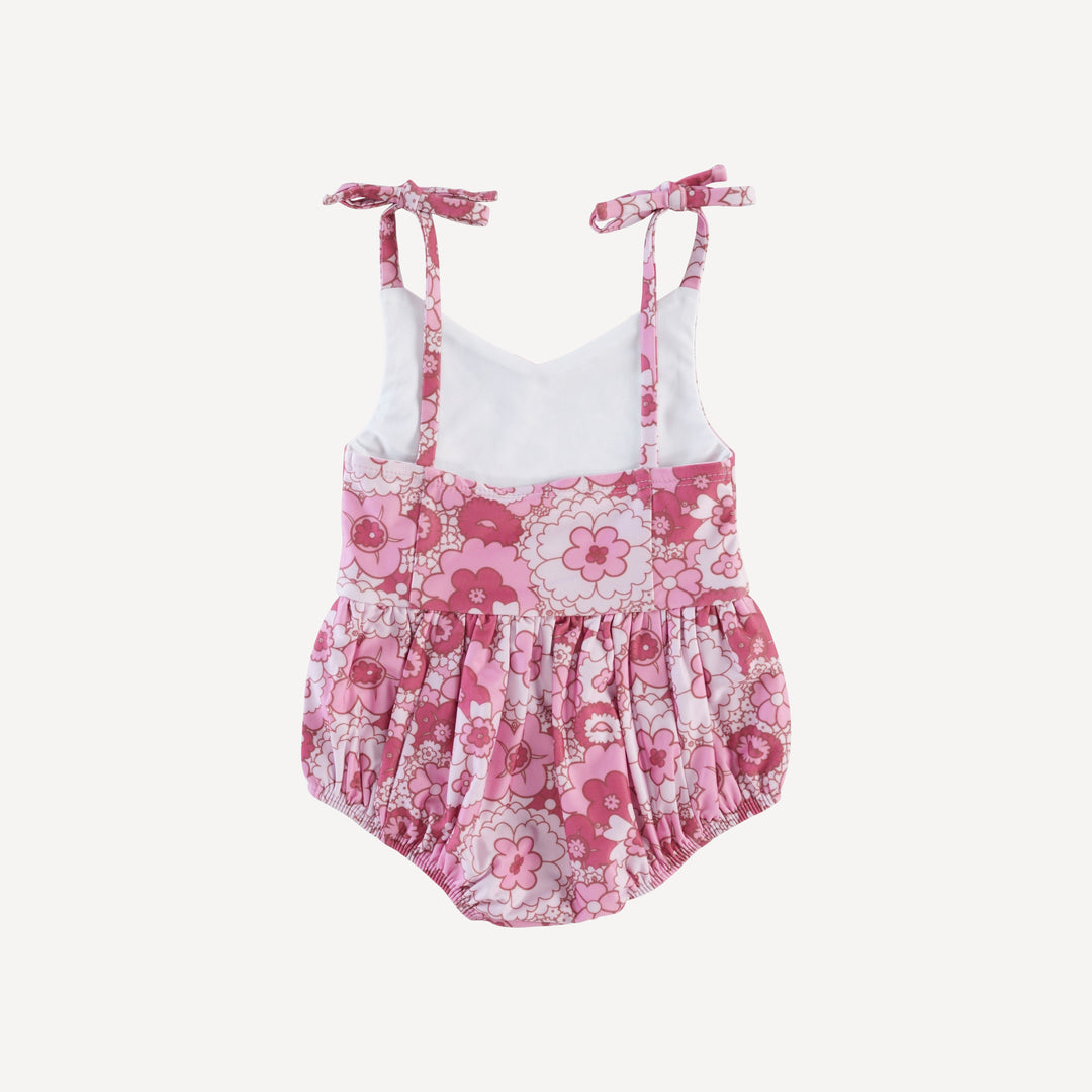 spaghetti tie bow bubble swimsuit | pink mid-century floral | swim