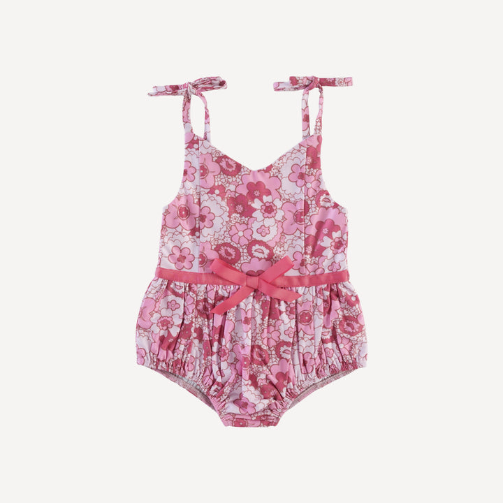 spaghetti tie bow bubble swimsuit | pink mid-century floral | swim