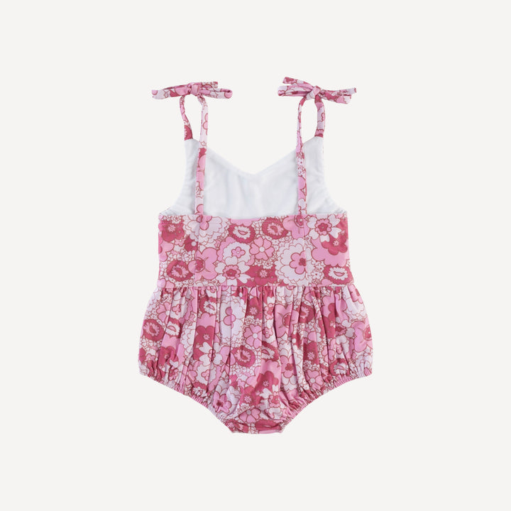 spaghetti tie bow bubble swimsuit | pink mid-century floral | swim