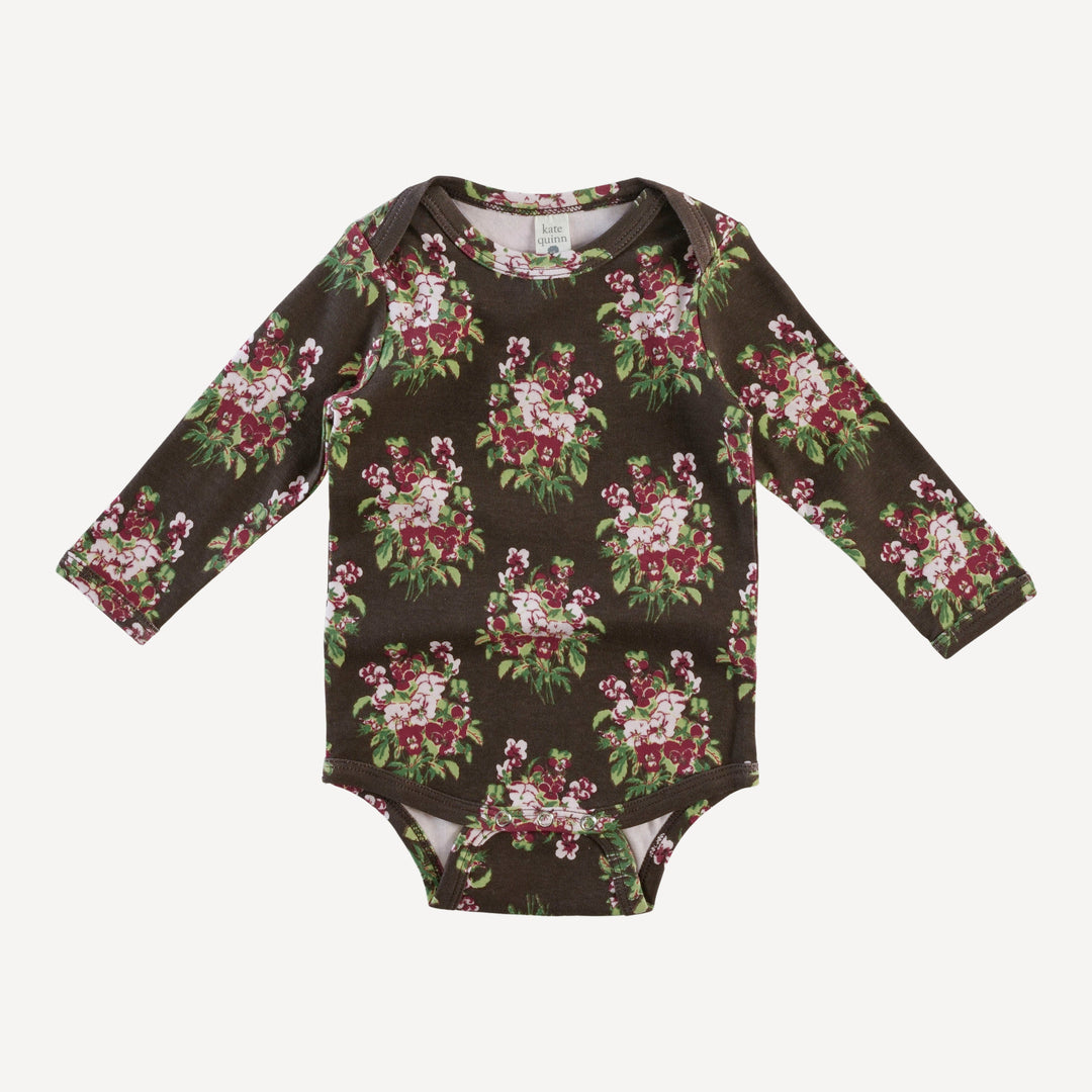 long sleeve lap neck bodysuit | pink pansey | organic cotton interlock