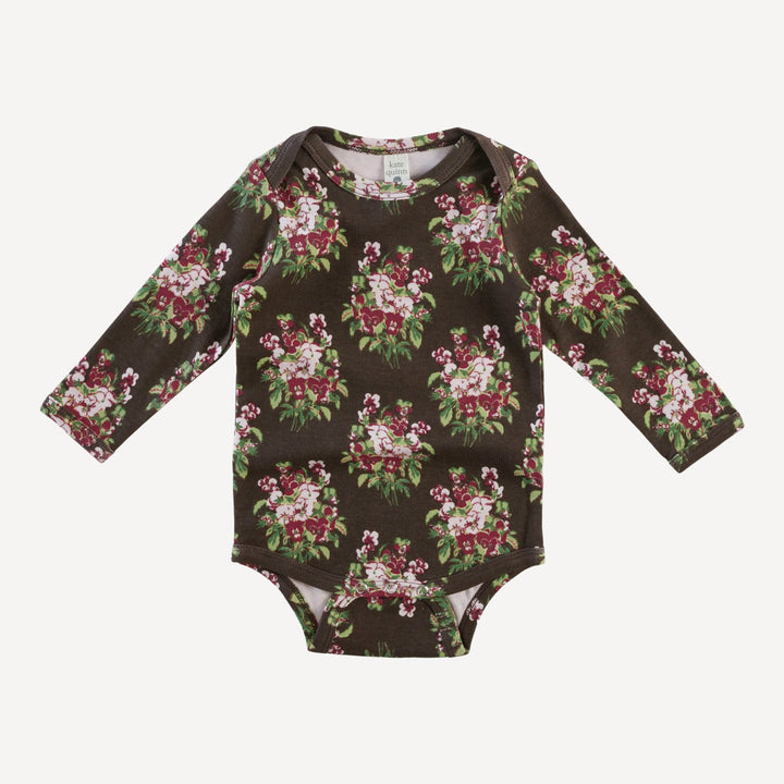long sleeve lap neck bodysuit | pink pansey | organic cotton interlock